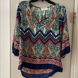 Renee C. Vibrant Patterned Women's Blouse